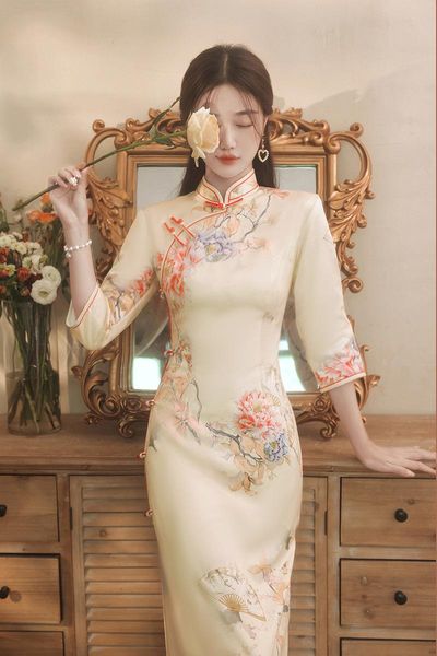 ethnic clothing women retro long qipao elegant chinese style floral print cheongsam traditional robe orientale vestido, Red
ethnic clothing women retro long qipao elegant chinese style floral print cheongsam traditional robe orientale vestido, Red