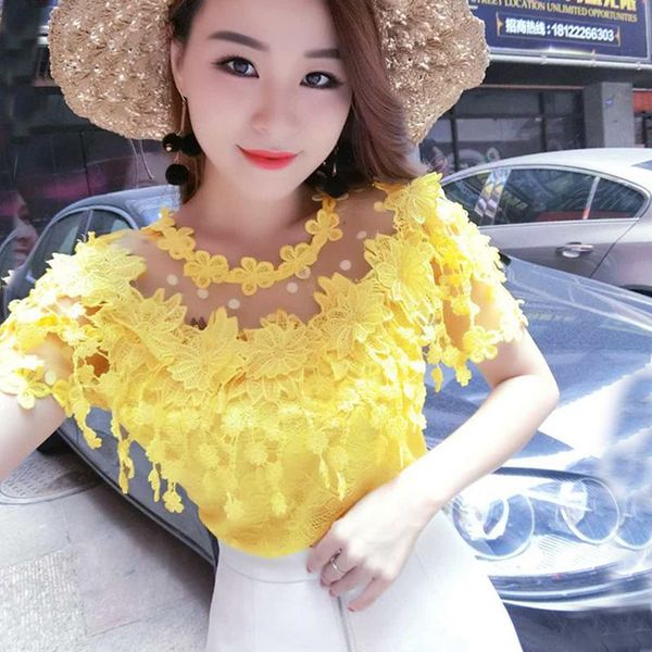 women's blouses & shirts 2021 short-sleeved mesh lace blouse korean hollow out tassel flower summer women blusa feminina, White
women's blouses & shirts 2021 short-sleeved mesh lace blouse korean hollow out tassel flower summer women blusa feminina, White