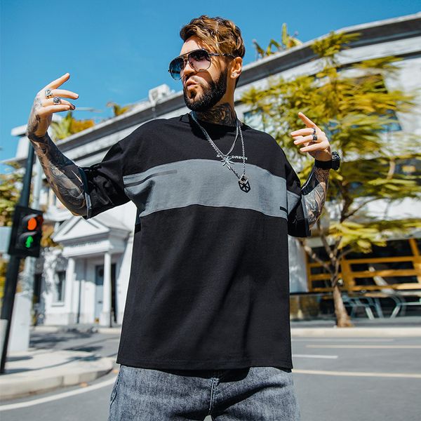 tee 2021 summer shreds oversized t male loops fat man's crew's neck cotton shirt, White;black
tee 2021 summer shreds oversized t male loops fat man's crew's neck cotton shirt, White;black