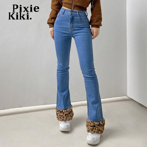 pixiekiki furry leopard cuffed patchwork slim fit jeans 2000s clothes high waist women stretch denim flare pants p67-ez52 women's, Blue
pixiekiki furry leopard cuffed patchwork slim fit jeans 2000s clothes high waist women stretch denim flare pants p67-ez52 women's, Blue