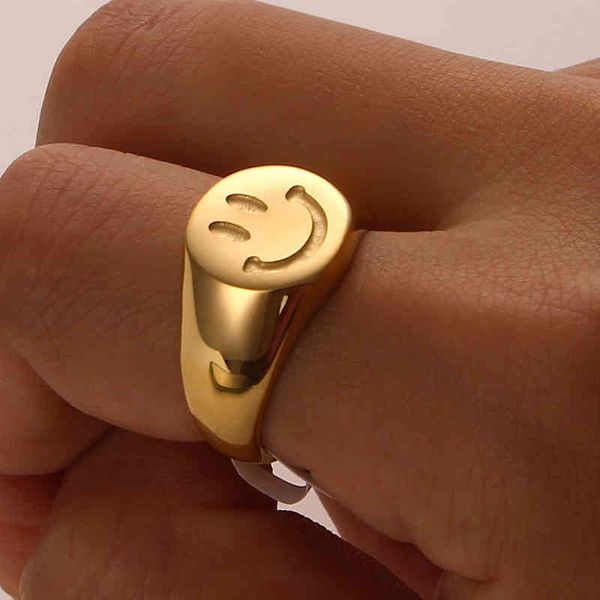 band trendy tarnish 18k plated stainless steel smiley face cute positive gold smile ring for women, Silver
band trendy tarnish 18k plated stainless steel smiley face cute positive gold smile ring for women, Silver