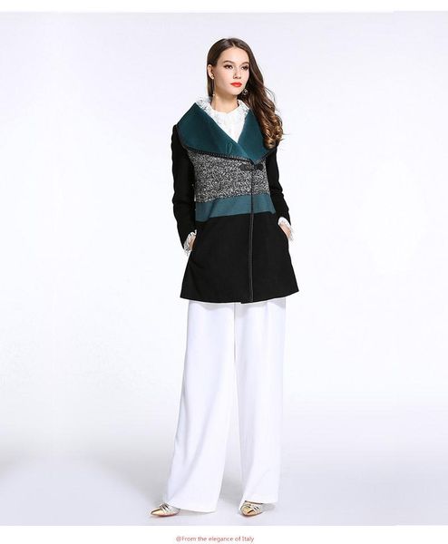 women's wool & blends govani winter feminine big collar fabric blocking woolen coat fashionable lapel jacket, Black
women's wool & blends govani winter feminine big collar fabric blocking woolen coat fashionable lapel jacket, Black