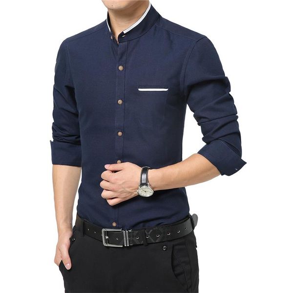 men's dress shirts autumn men shirt fashion casual stand-up collar slim fit solid color long sleeve korean business clothes, White;black
men's dress shirts autumn men shirt fashion casual stand-up collar slim fit solid color long sleeve korean business clothes, White;black