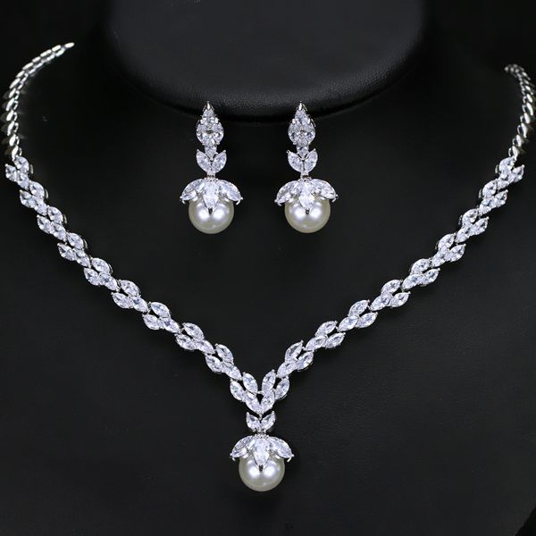 new bride jewelry earrings necklace two piece chain zircon shell pearl wedding dress accessories, Black
new bride jewelry earrings necklace two piece chain zircon shell pearl wedding dress accessories, Black