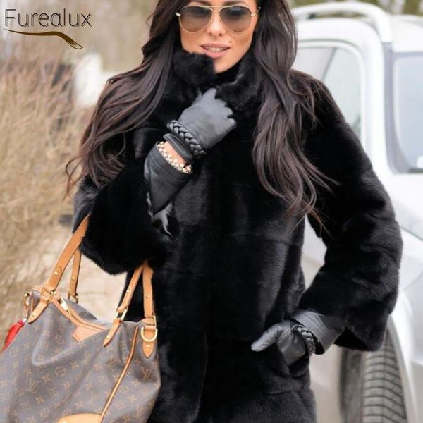 women's fur & faux furealux 2021 street style fashion luxury genuine mink thick stand collar coat handmade short winter jacket, Black
women's fur & faux furealux 2021 street style fashion luxury genuine mink thick stand collar coat handmade short winter jacket, Black