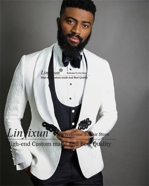 men's suits & blazers classic white jacquard floral men 3 pieces set groom wedding tuxedos male groomsmen blazer party prom terno mascu, White;black
men's suits & blazers classic white jacquard floral men 3 pieces set groom wedding tuxedos male groomsmen blazer party prom terno mascu, White;black