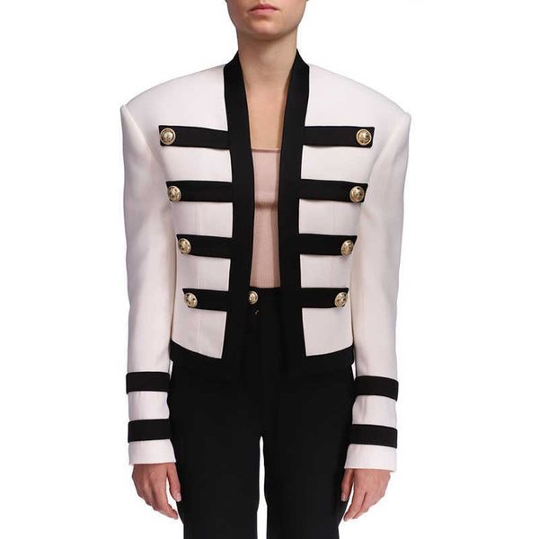 est designer runway jacket women's cool shoulder color block collarless lion buttons band 210526, Black;brown
est designer runway jacket women's cool shoulder color block collarless lion buttons band 210526, Black;brown