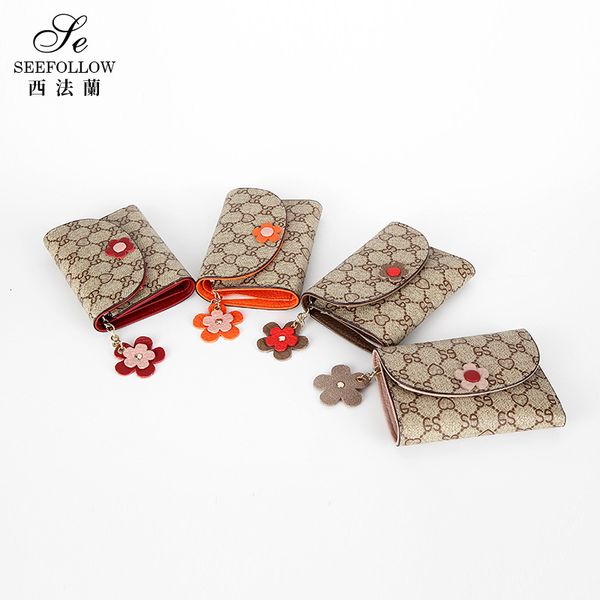 wallet 2021 small women's short leather simple folding buckle printed pocket, Red;black
wallet 2021 small women's short leather simple folding buckle printed pocket, Red;black