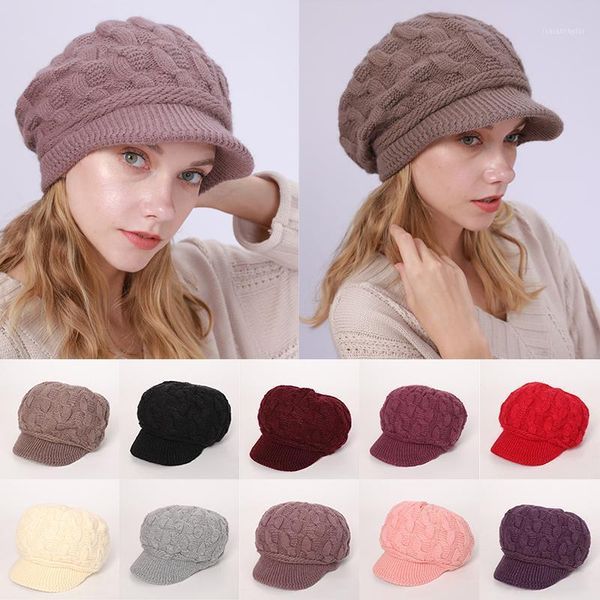 berets hat for girl women winter twist knitted velvet thick warm beret flat brim visor ski cap women's cowboy hats female, Blue;gray
berets hat for girl women winter twist knitted velvet thick warm beret flat brim visor ski cap women's cowboy hats female, Blue;gray