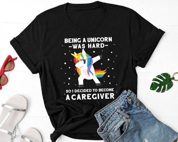 caregiver tee shirt gift - unicorn caregiver t-shirt for women - caregiver gift, White;black
caregiver tee shirt gift - unicorn caregiver t-shirt for women - caregiver gift, White;black