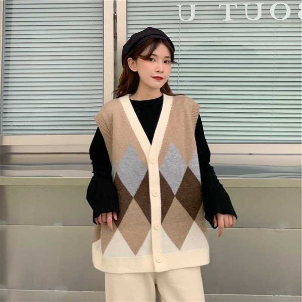 h.sa women's sleeveless sweater cardigans v neck argyle knitted sweater spring korean chic sweater cardigans loose 210716, White;black
h.sa women's sleeveless sweater cardigans v neck argyle knitted sweater spring korean chic sweater cardigans loose 210716, White;black