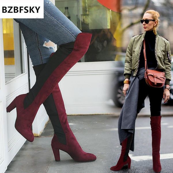 boots women's over the knee long tube suede thick with high heel warm winter women fashion casual shoes 35-43, Black
boots women's over the knee long tube suede thick with high heel warm winter women fashion casual shoes 35-43, Black