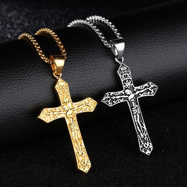 pendant necklaces hnsp punk gold jesus cross necklace for men, Silver
pendant necklaces hnsp punk gold jesus cross necklace for men, Silver