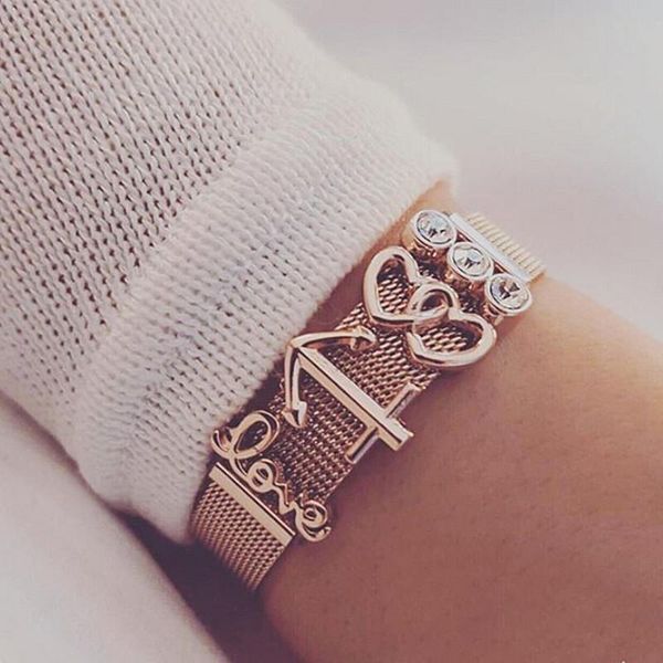 tennis somsoar jewelry rose gold sunburst cross mesh stainless steel bracelet set with diy charms as mother's day gift, Golden;silver
tennis somsoar jewelry rose gold sunburst cross mesh stainless steel bracelet set with diy charms as mother's day gift, Golden;silver
