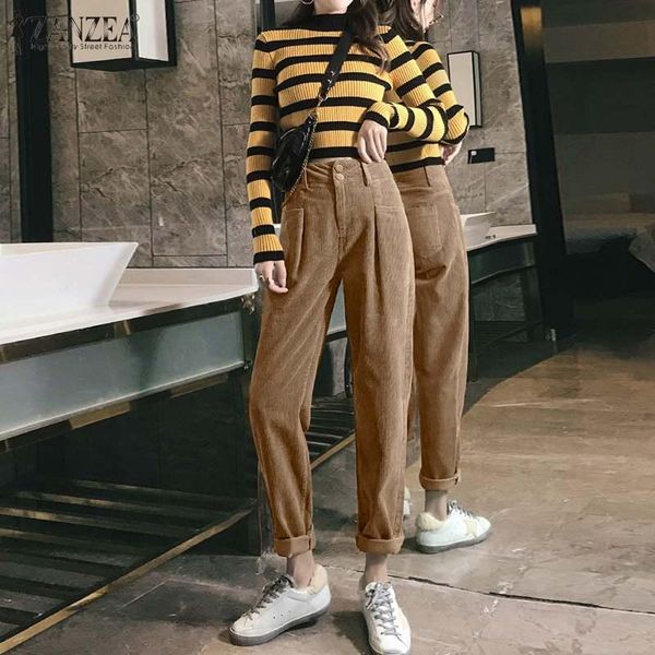 women's pants & capris autumn corduroy zanzea women high waist solid long winter casual trousers baggy work harem pantalon vintage turn, Black;white
women's pants & capris autumn corduroy zanzea women high waist solid long winter casual trousers baggy work harem pantalon vintage turn, Black;white