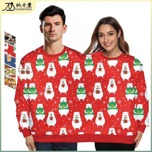 christmas dress cartoon digital printing loose round neck pullover double sweater couple dress, Black
christmas dress cartoon digital printing loose round neck pullover double sweater couple dress, Black