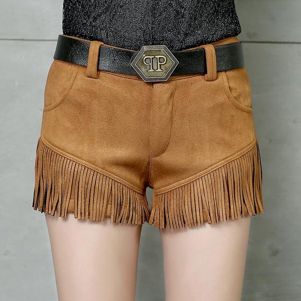 women's shorts 2021 winter pockets suede with belt black slim frined short trousers fashion mini, White;black
women's shorts 2021 winter pockets suede with belt black slim frined short trousers fashion mini, White;black