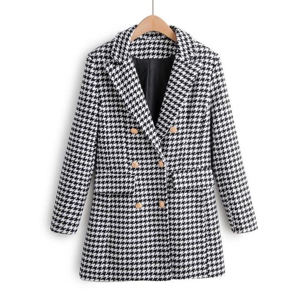 women's long jacket temperament casual check suit 2021 autumn and winter double-breasted plaid blazer office suits & blazers, White;black
women's long jacket temperament casual check suit 2021 autumn and winter double-breasted plaid blazer office suits & blazers, White;black