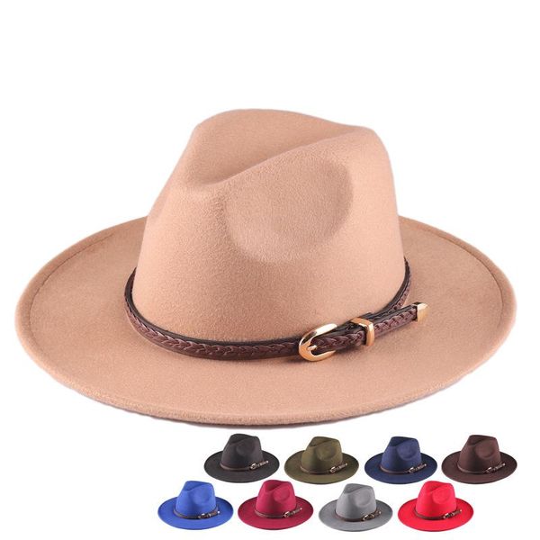 wide brim hats youth fedora women men wool felt hat european vintage jazz retro belt cap, Blue;gray
wide brim hats youth fedora women men wool felt hat european vintage jazz retro belt cap, Blue;gray