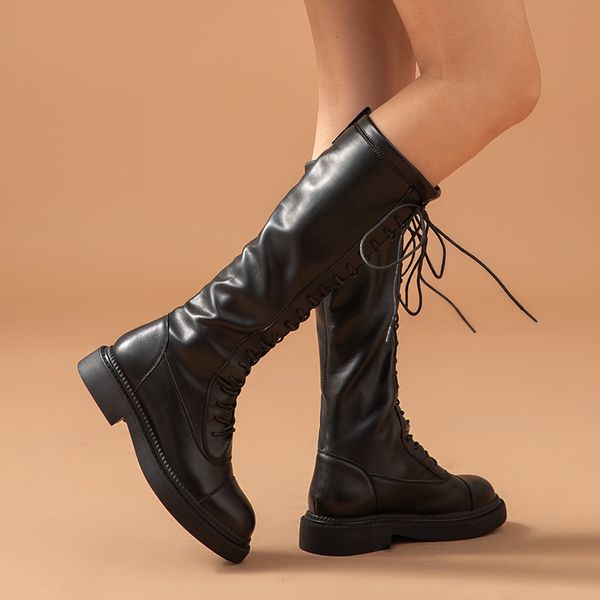 boots knee high women cow leather pu long boots lace-up round toe winter lady motorcycle shoes handmade 01513, Black
boots knee high women cow leather pu long boots lace-up round toe winter lady motorcycle shoes handmade 01513, Black
