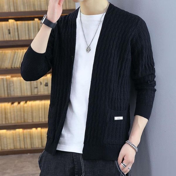 men's sweaters 2021 autumn fashion youth button cardigan sweater korean wear personalized coat, White;black
men's sweaters 2021 autumn fashion youth button cardigan sweater korean wear personalized coat, White;black