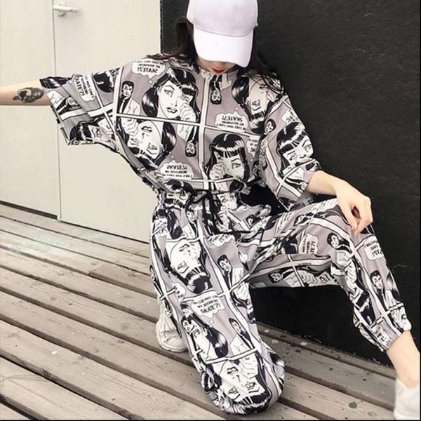 cartoon printed harajuku women 2pcs tracksuits set short sleeves t shirt long joggers summer korean lady suit, Gray
cartoon printed harajuku women 2pcs tracksuits set short sleeves t shirt long joggers summer korean lady suit, Gray
