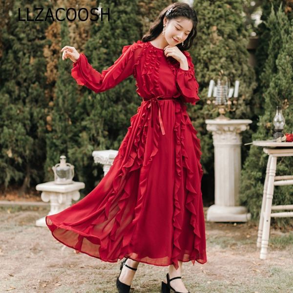 elegant runway autumn long party dresses women chiffon ruffles red full lantern sleeve maxi dress fashion belt dress 210514, Black;gray
elegant runway autumn long party dresses women chiffon ruffles red full lantern sleeve maxi dress fashion belt dress 210514, Black;gray