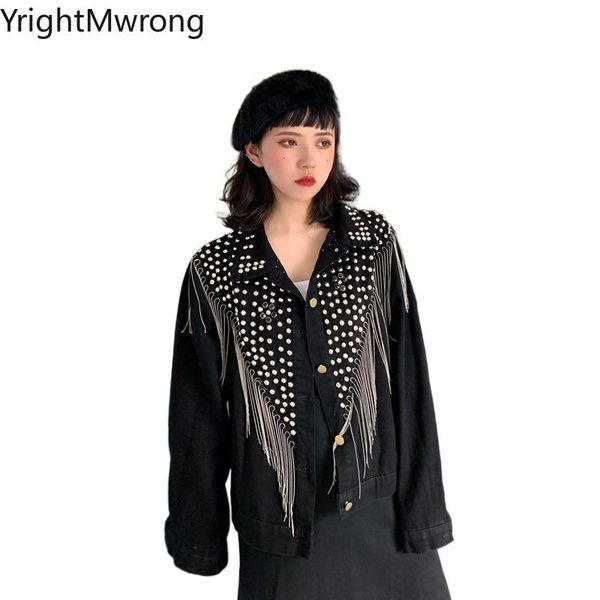 women's jackets rhinestone tassel rivet casual luxury fashion loose button jean jacket denim coat windbreaker long sleeve outwear plus, Black;brown
women's jackets rhinestone tassel rivet casual luxury fashion loose button jean jacket denim coat windbreaker long sleeve outwear plus, Black;brown