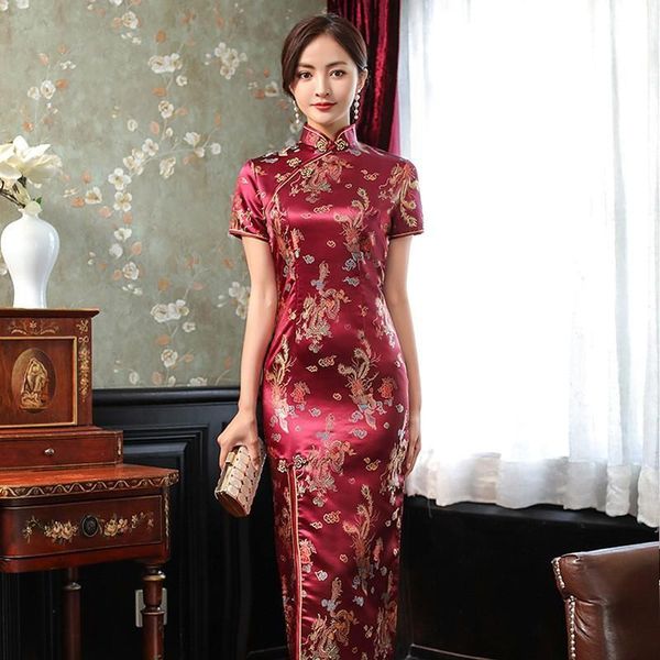 ethnic clothing elegant burgundy lady qipao slim split long cheongsam traditional chinese dragon phoenix dress plus size 4xl satin vest, Red
ethnic clothing elegant burgundy lady qipao slim split long cheongsam traditional chinese dragon phoenix dress plus size 4xl satin vest, Red