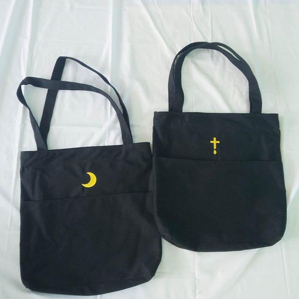 shopping bags resuable tote bag harajuku style black with moon cross embroidery grocery shoulder folding bolsas reutilizable
shopping bags resuable tote bag harajuku style black with moon cross embroidery grocery shoulder folding bolsas reutilizable