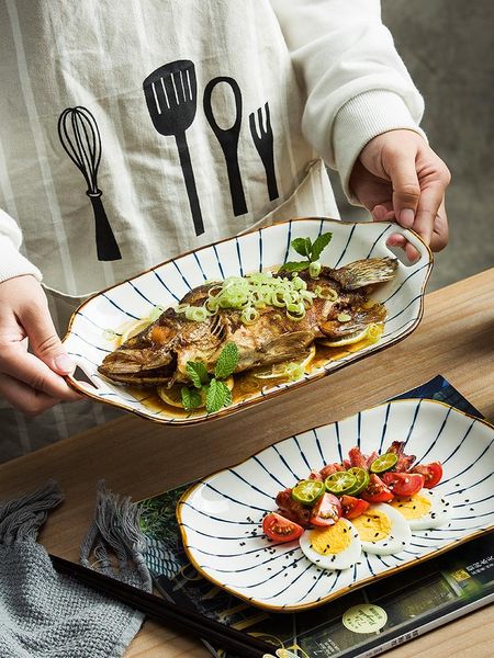 dishes & plates japanese style fish dish with handle hand loaded household steamed oval irregular ceramic tableware
dishes & plates japanese style fish dish with handle hand loaded household steamed oval irregular ceramic tableware