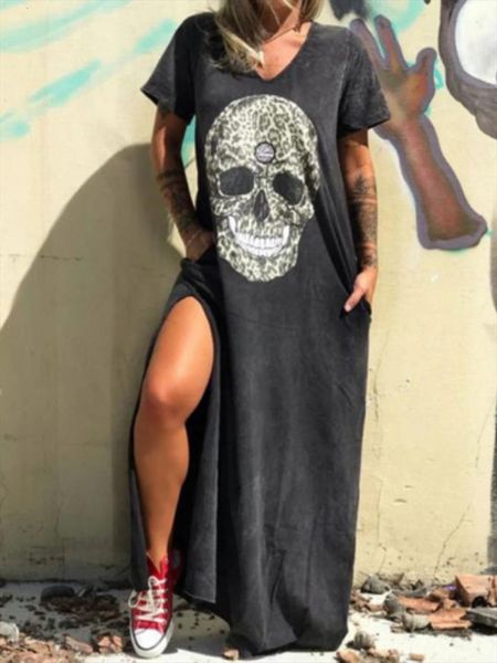 summer punk flower skull women dress print casual loose halter neck sleeveless streetwear side high split female vestidos, Black;gray
summer punk flower skull women dress print casual loose halter neck sleeveless streetwear side high split female vestidos, Black;gray