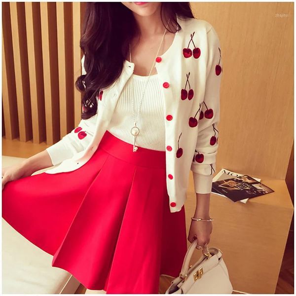 women's sweaters cherry embroidery women sweater autumn knitted cardigan long sleeve lady spring sweet jacket white, White;black
women's sweaters cherry embroidery women sweater autumn knitted cardigan long sleeve lady spring sweet jacket white, White;black