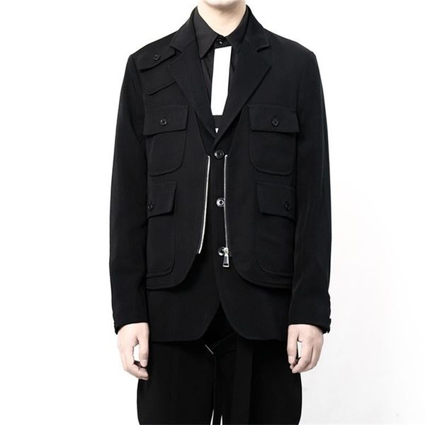 men's suits & blazers spring and autumn solid color lapel suit zipper splicing double tie multi pocket design fake two coats, White;black
men's suits & blazers spring and autumn solid color lapel suit zipper splicing double tie multi pocket design fake two coats, White;black