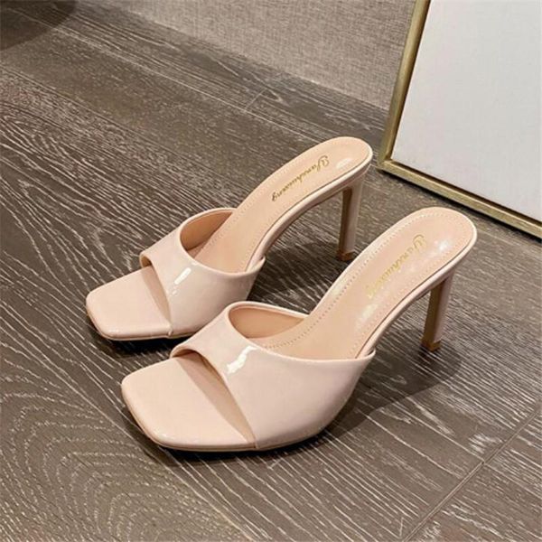 slippers 2021 summer women's mules elegant square toe high heels ladies slides shoes femme zapatos mujer, Black
slippers 2021 summer women's mules elegant square toe high heels ladies slides shoes femme zapatos mujer, Black