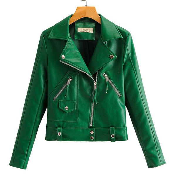 women's leather & faux 2021 autumn winter women green jackets and coats female long sleeve pu zippers button biker punk streetwear, Black
women's leather & faux 2021 autumn winter women green jackets and coats female long sleeve pu zippers button biker punk streetwear, Black