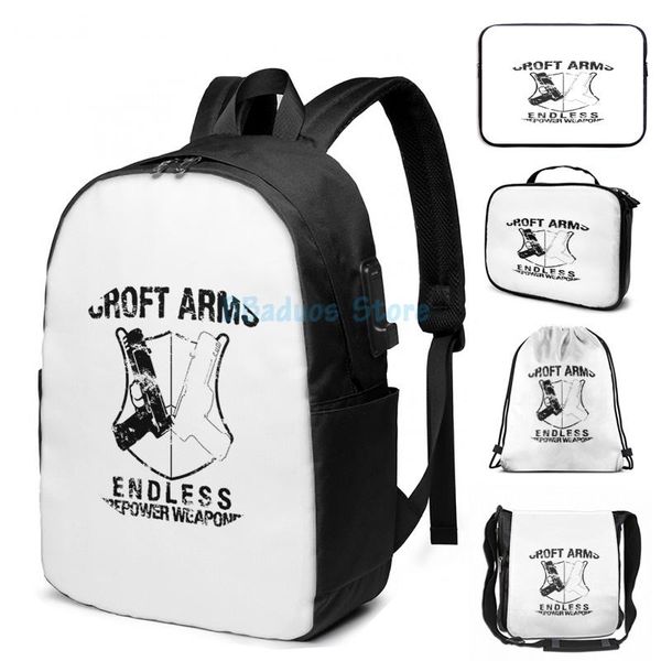funny graphic print croft arms - black usb charge backpack men school bags women bag travel laptop
funny graphic print croft arms - black usb charge backpack men school bags women bag travel laptop