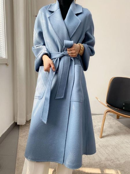 women's wool & blends 2021 double sided cashmere coat female autumn winter loose long woolen solid color outwear, Black
women's wool & blends 2021 double sided cashmere coat female autumn winter loose long woolen solid color outwear, Black