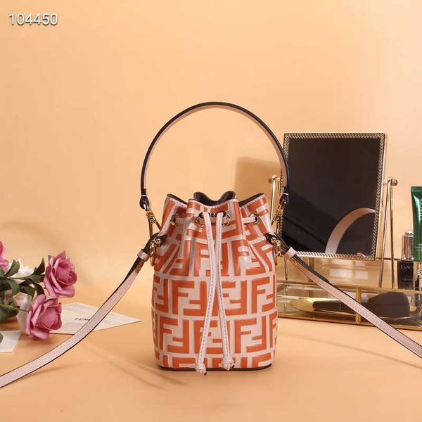 gulinaza same mt leather bucket bag with drawstring ff printing fashion cross one shoulder hand woven hand handbag zly