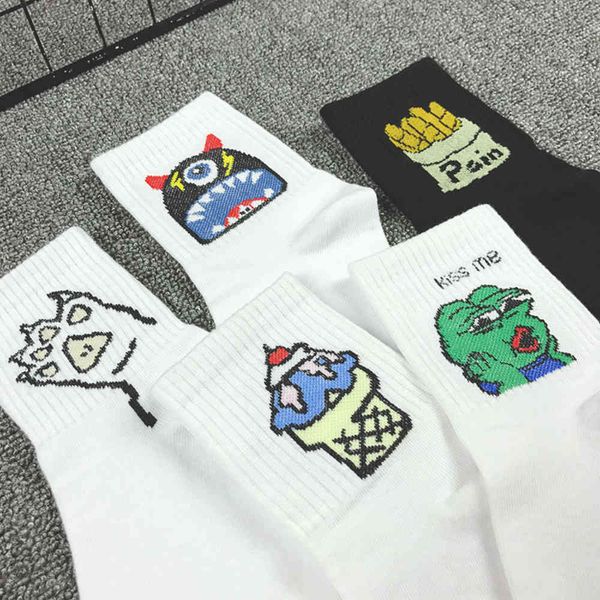 couple cute cartoon frog socks scooter middle stockings tide, Black;white
couple cute cartoon frog socks scooter middle stockings tide, Black;white