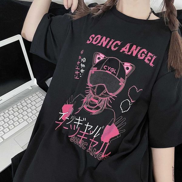 women's t-shirt summer dark harajuku style female kawaii japanese streetwear anime alternative clothes y2k oversized, White
women's t-shirt summer dark harajuku style female kawaii japanese streetwear anime alternative clothes y2k oversized, White
