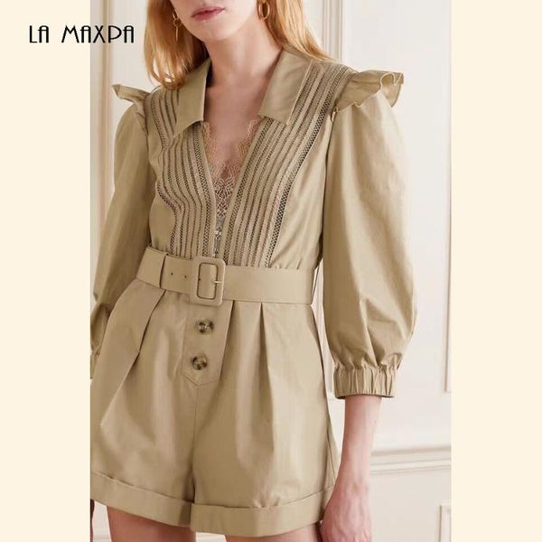 women's jumpsuits & rompers elegant patchwork lace short jumpsuit 2021 summer v-neck sleeve belt celebrity club party, Black;white
women's jumpsuits & rompers elegant patchwork lace short jumpsuit 2021 summer v-neck sleeve belt celebrity club party, Black;white