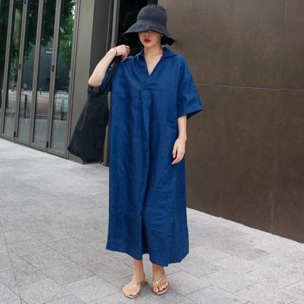 casual dresses autumn 7-point short-sleeved cotton and linen dress female loose large size v-neck skirt fashion khaki high street robe, Black;gray
casual dresses autumn 7-point short-sleeved cotton and linen dress female loose large size v-neck skirt fashion khaki high street robe, Black;gray