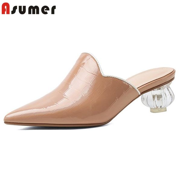 dress shoes asumer 2021 mules women pumps patent leather pointed toe quality party crystal high heel single woman, Black
dress shoes asumer 2021 mules women pumps patent leather pointed toe quality party crystal high heel single woman, Black