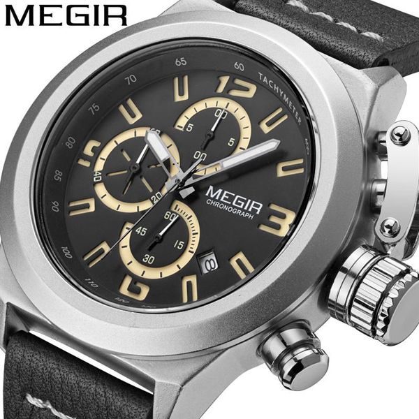 wristwatches megir mens watch chronograph clocks military army sport clock genuine leather quartz men male watches gift 202, Slivery;brown
wristwatches megir mens watch chronograph clocks military army sport clock genuine leather quartz men male watches gift 202, Slivery;brown