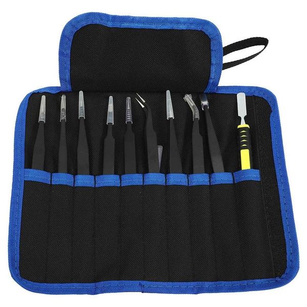 precision tweezer set,10 pack esd tweezers set stainless steel long with curved,pointed,slanted tips storage bags
precision tweezer set,10 pack esd tweezers set stainless steel long with curved,pointed,slanted tips storage bags
