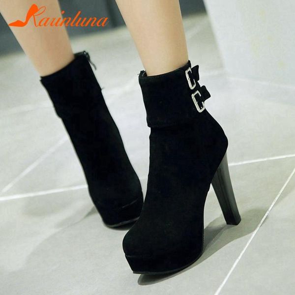 boots female shoes fashion office ladies round toe buckle straps platform flock spike high heels ankle autumn winter, Black
boots female shoes fashion office ladies round toe buckle straps platform flock spike high heels ankle autumn winter, Black