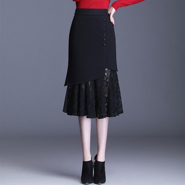 skirts autumn& winter high waist slim simple lace stitching bag hip skirt elastic wild irregular women fishtail, Black
skirts autumn& winter high waist slim simple lace stitching bag hip skirt elastic wild irregular women fishtail, Black