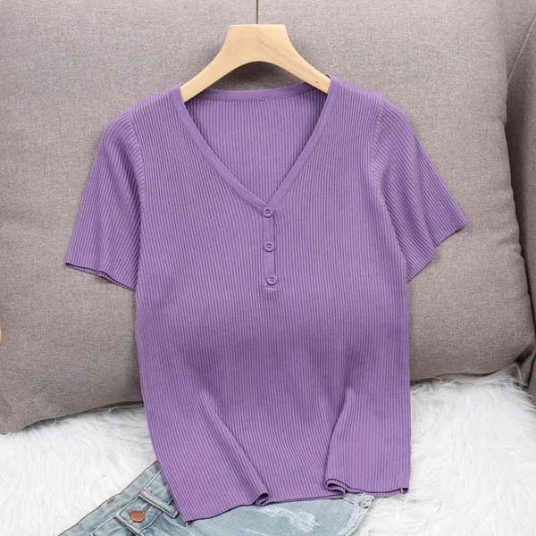 women's t-shirt ice silk knitted t women v-neck short sleeve slim tee femme 2021 summer fashion thin tshirt oi1b, White
women's t-shirt ice silk knitted t women v-neck short sleeve slim tee femme 2021 summer fashion thin tshirt oi1b, White