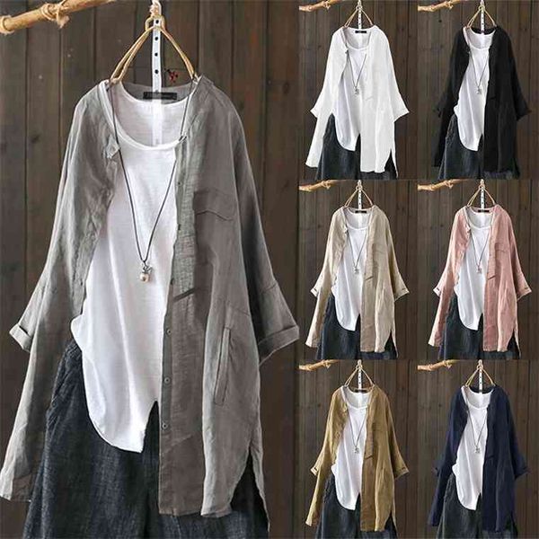 womens shirts 2021 zanzea vintage cotton tunic casual long sleeve shirt button cardigans female soid patchwork plus size, White
womens shirts 2021 zanzea vintage cotton tunic casual long sleeve shirt button cardigans female soid patchwork plus size, White